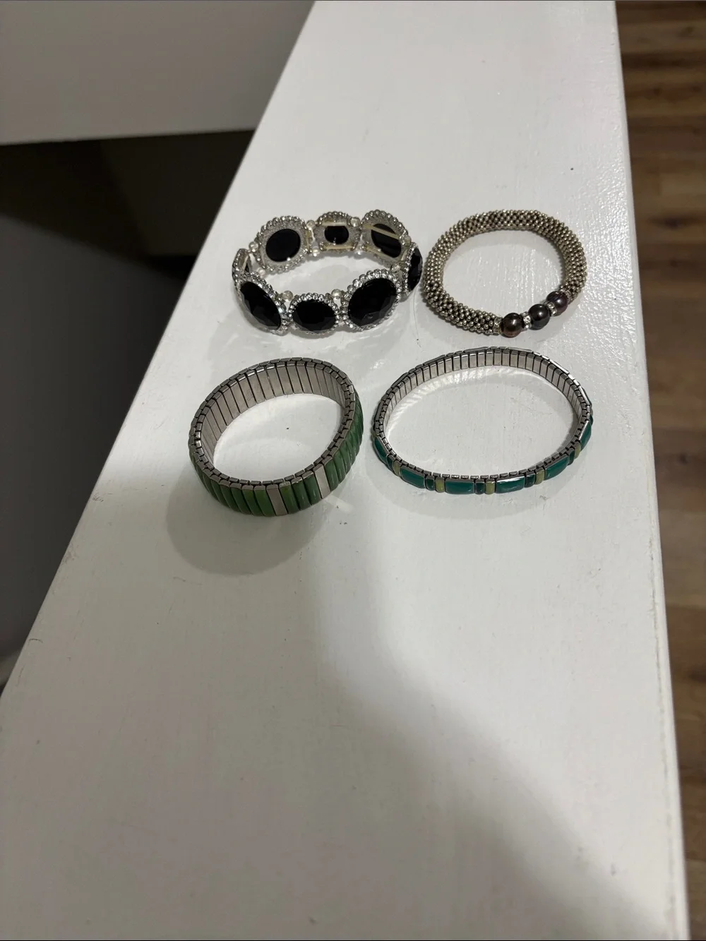Black and Green Stretch Bracelet Set - Women Jewelry